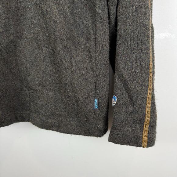 Kuhl Alfpaca Fleece Pullover Sweater Men L Dark Brown 1/4 Zip Long Sleeve Cozy - Picture 3 of 8